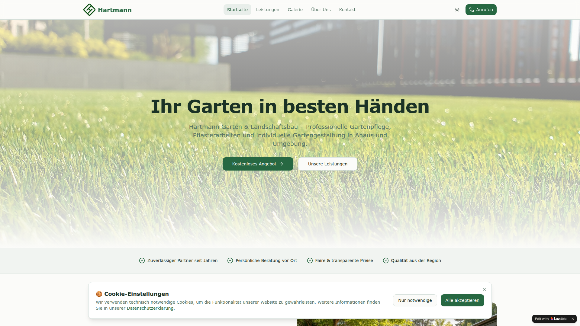 Screenshot von Hartmann GaLaBau