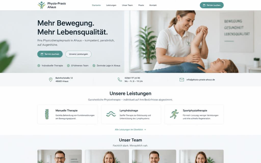 Screenshot von Physio-Praxis Ahaus